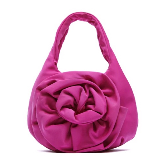 Zara NWT Fuchsia Pink Mini Tote bag with Flower Detail - Picture 2 of 11
